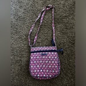 Vera Bradley stylish pink and blue geometric print small shoulder colorful bag